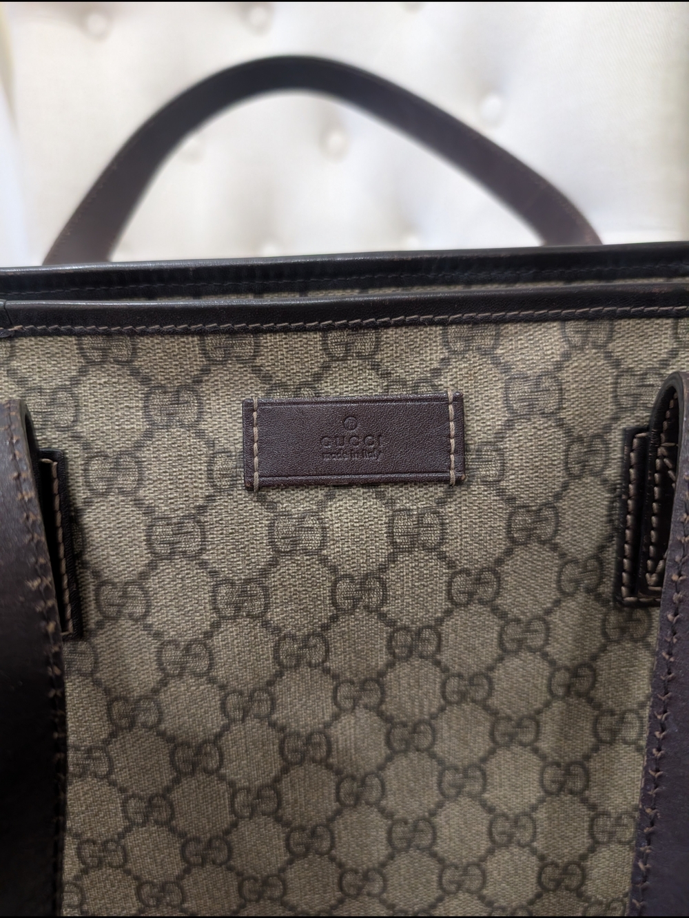 Gucci Monogram Canvas Tote in Beige/Brown - Picture 11 of 13